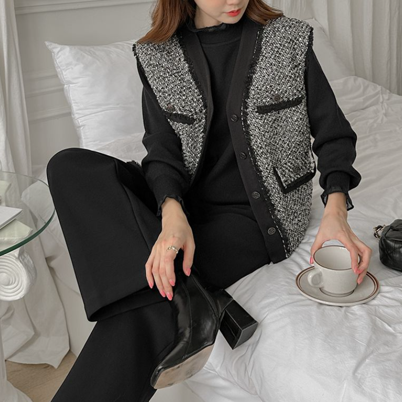 韓國花邊立領上衣-素面蕾絲婚禮OL針織長袖拼接親膚