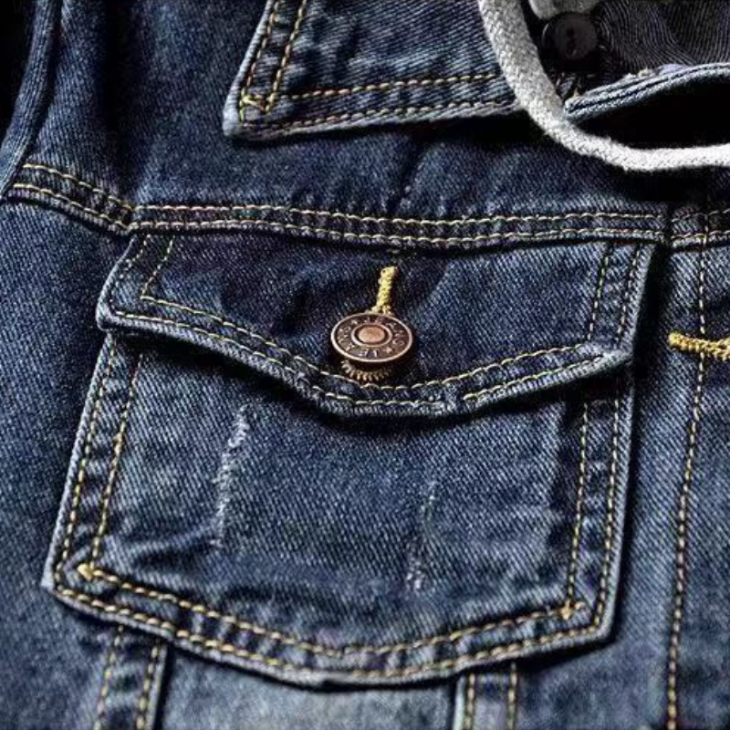 秋冬季刷毛加厚鋪棉牛仔外套（帽子可拆卸）