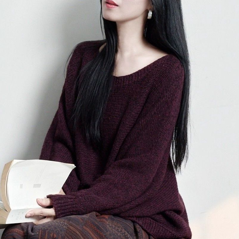 「套裝/單件」復古文藝針織上衣＋印花長裙兩件式套裝 慵懶氣質 秋冬穿搭