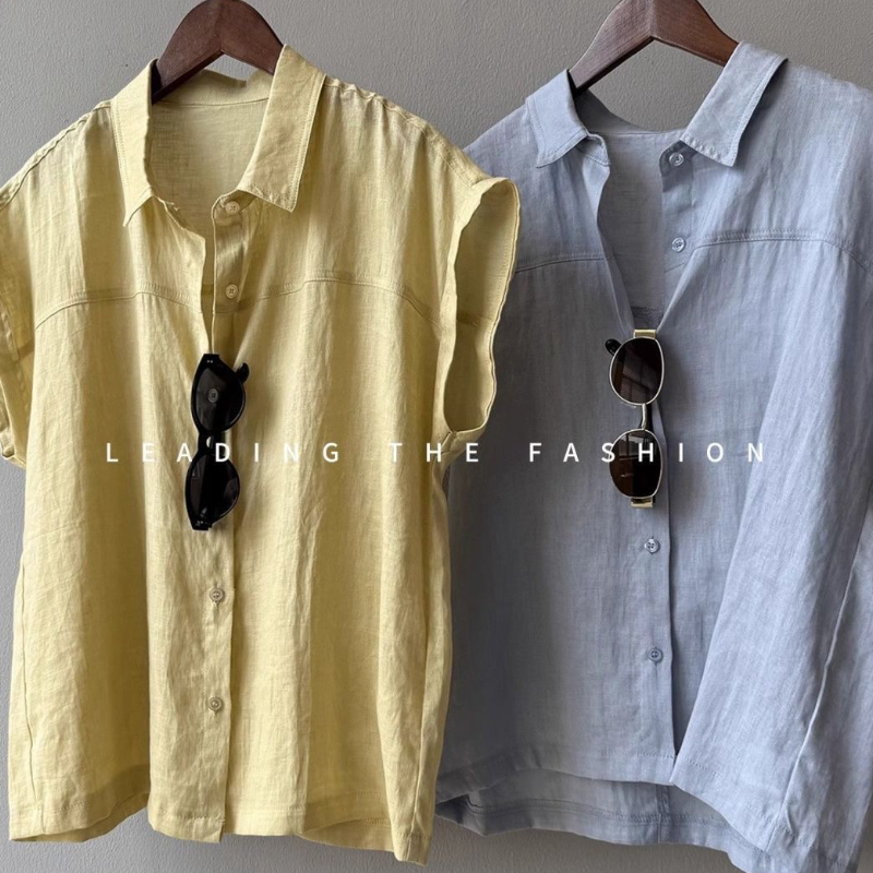 素面小飛袖襯衫 輕盈透氣 氣質通勤款