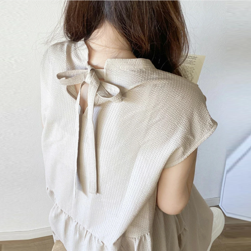 韓系 ‧ 蝴蝶結設計連身裙 甜美小清新條紋無袖過膝洋装 6色