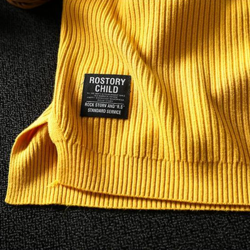 優雅韓版簡約多色半高領五分袖針織衫