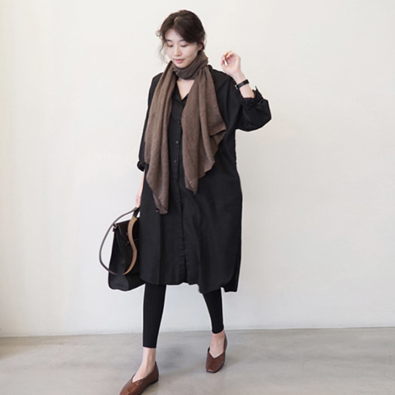 簡約 ‧ 韓國東大門純棉長袖襯衫洋裝上衣