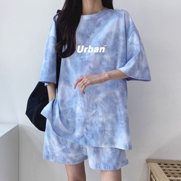 水洗暈染短袖T＋短褲兩件式 休閒套裝（8色）
