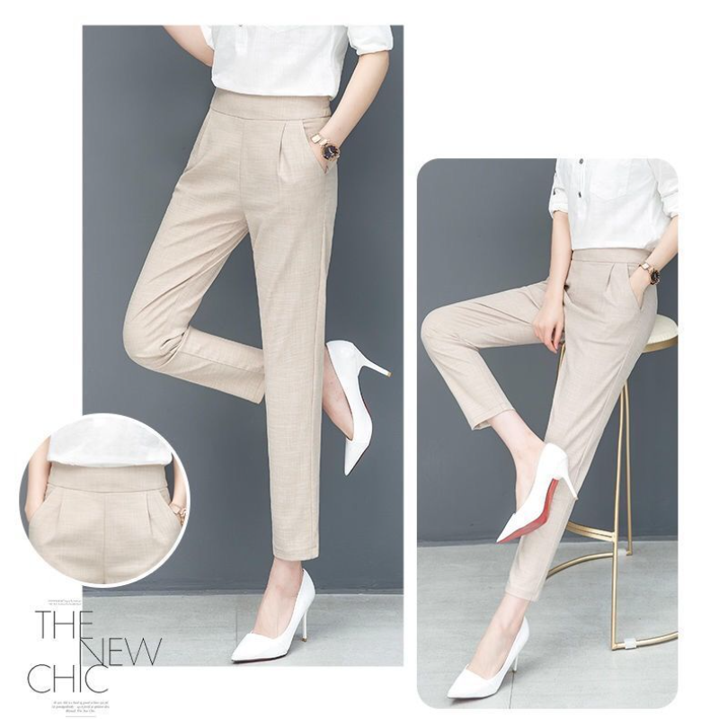 春夏棉麻哈倫褲 布料進化 高腰顯瘦直筒九分褲