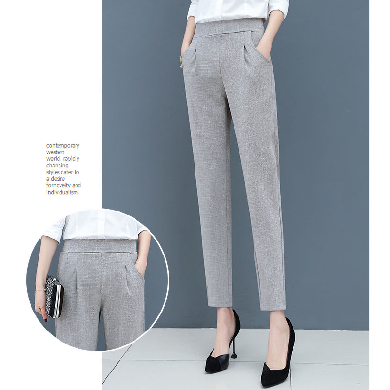 春夏棉麻哈倫褲 布料進化 高腰顯瘦直筒九分褲