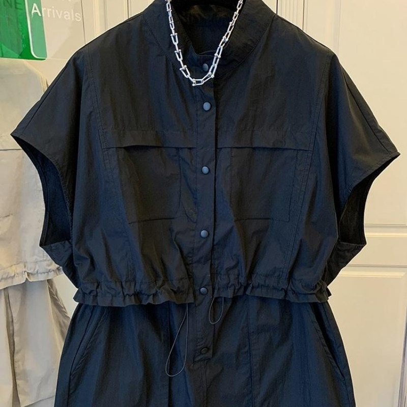 歐系工裝風洋裝 層次拼接疊穿感 短版顯瘦 嬌小顯高