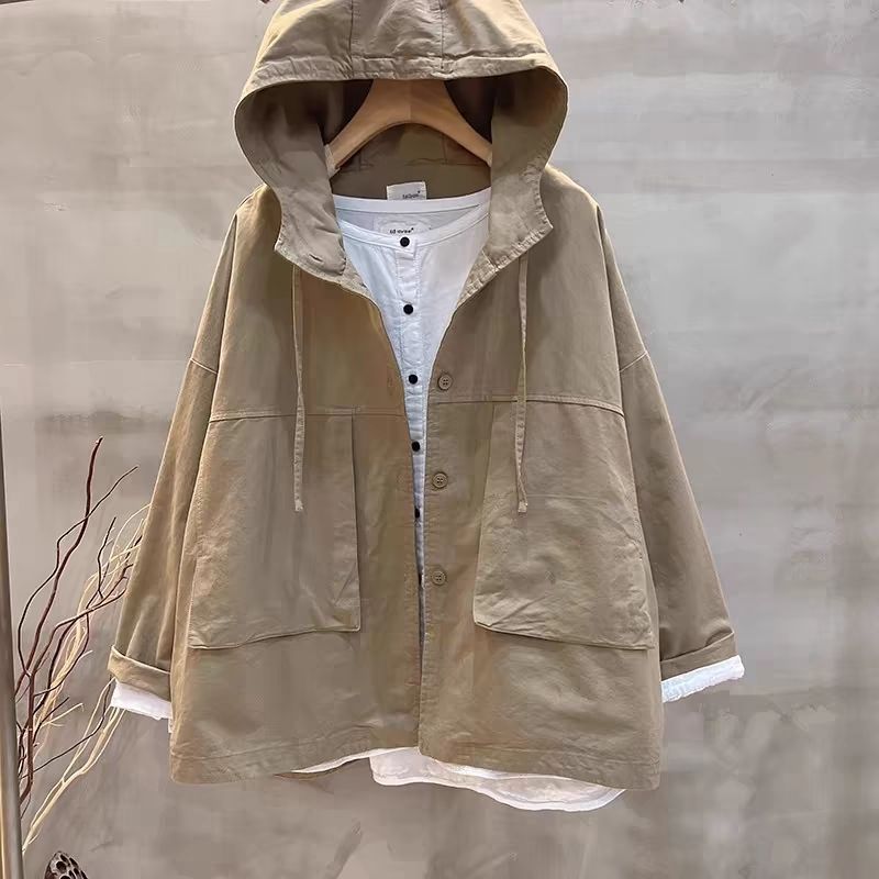 簡約．工裝韓版連帽風衣外套