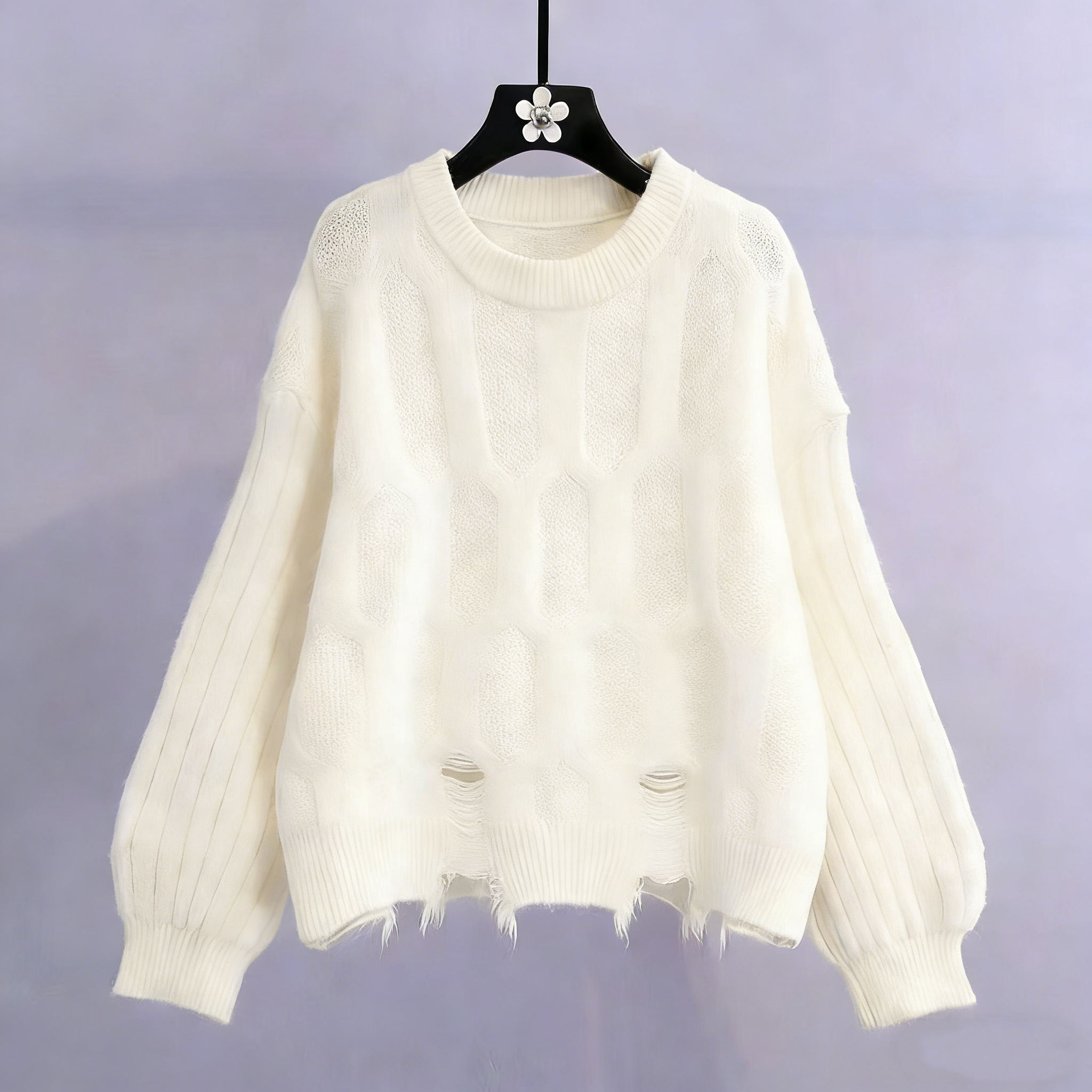 「套裝/單件」奶色系針織上衣＋寬版長褲兩件式套裝 秋冬溫柔穿搭