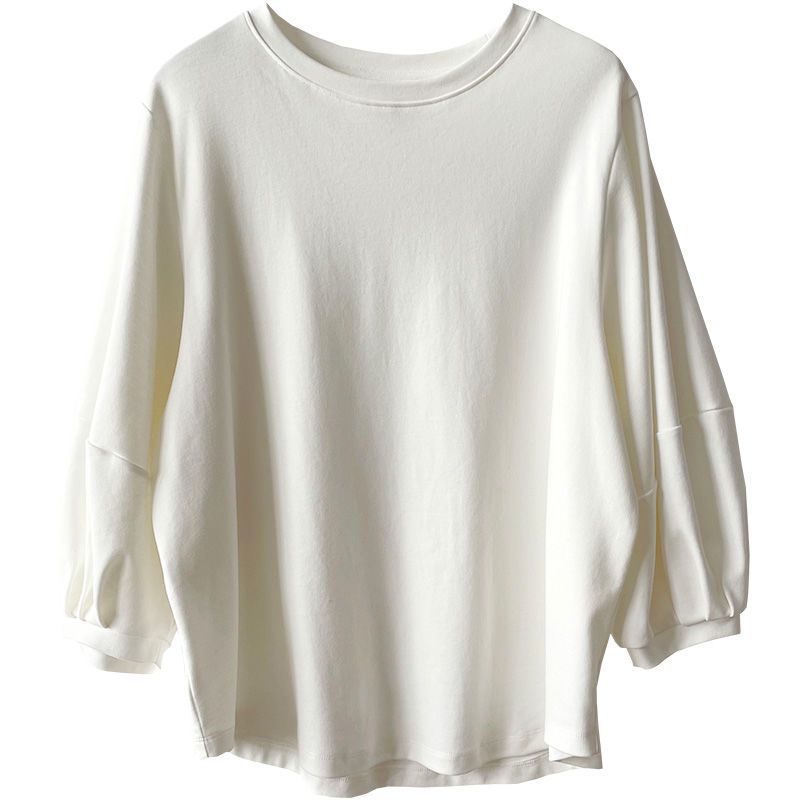 純棉燈籠袖七分袖T恤  清新簡約 遮小腹顯瘦