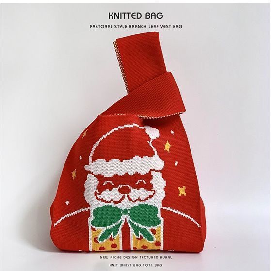 聖誕針織腕提禮物袋 裝糖果/小禮/交換禮物（多圖樣）