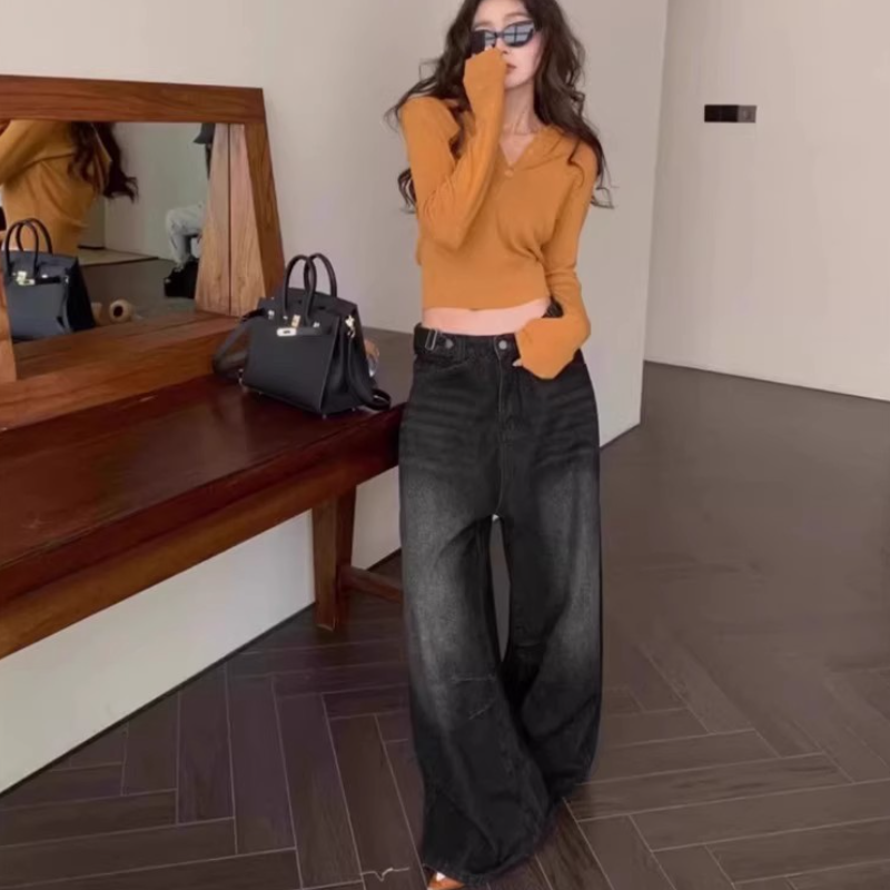 連帽針織短版上衣 5色修身 收腰顯瘦 長袖毛衣 秋季甜辣風