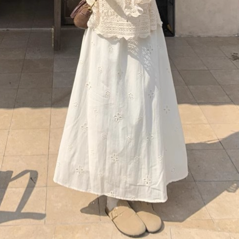 【單品可選】溫柔風兩件式套裝 鏤空長袖上衣+半身長裙 氣質減齡