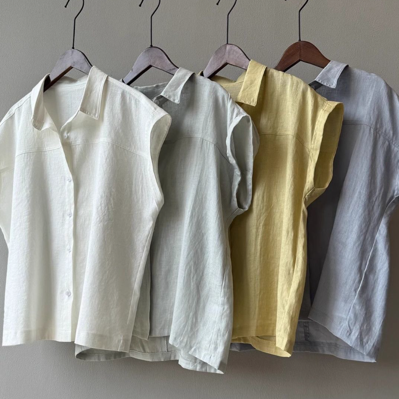 素面小飛袖襯衫 輕盈透氣 氣質通勤款