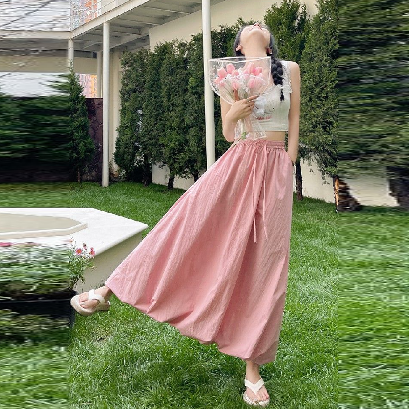 8色 多巴胺垂感花苞裙 霓光果凍色系傘狀剪裁半身裙