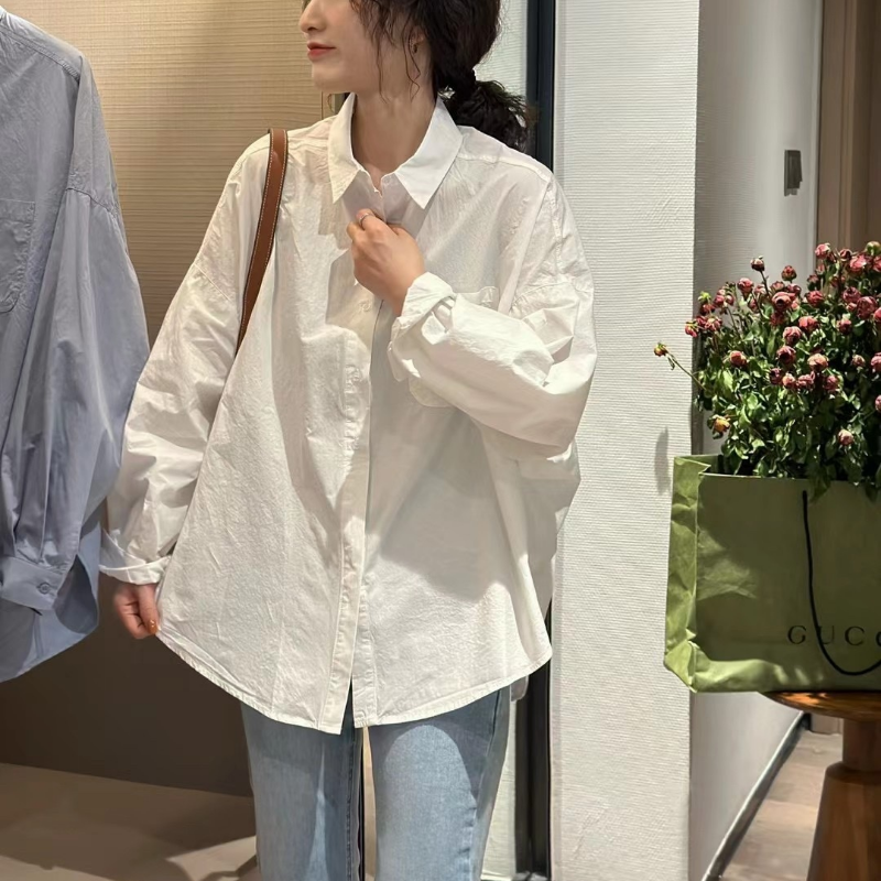 韓系·簡約時尚蝙蝠袖襯衫6色-設計感長袖上衣 春秋百搭首選