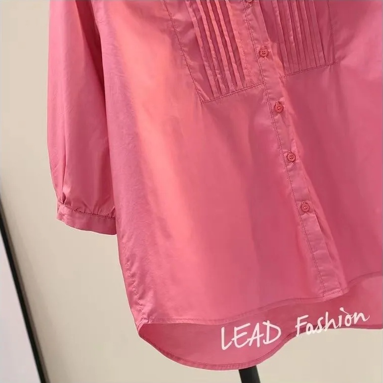 簡約無印風鏤空設計7分袖上衣 白色襯衫百搭上衣