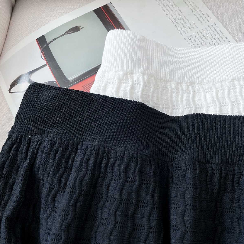 小香風鏤空針織套裝 法式刺繡透膚傘狀裙可拆式兩穿上下套裝