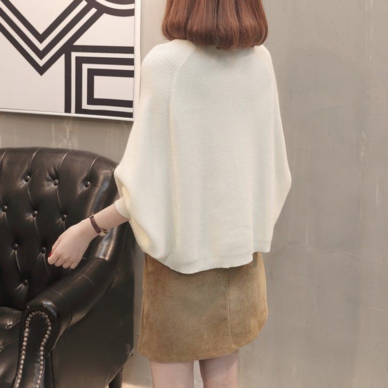 慵懶風蝙蝠袖寬鬆針織上衣 圓領套頭設計 秋冬氣質毛衣