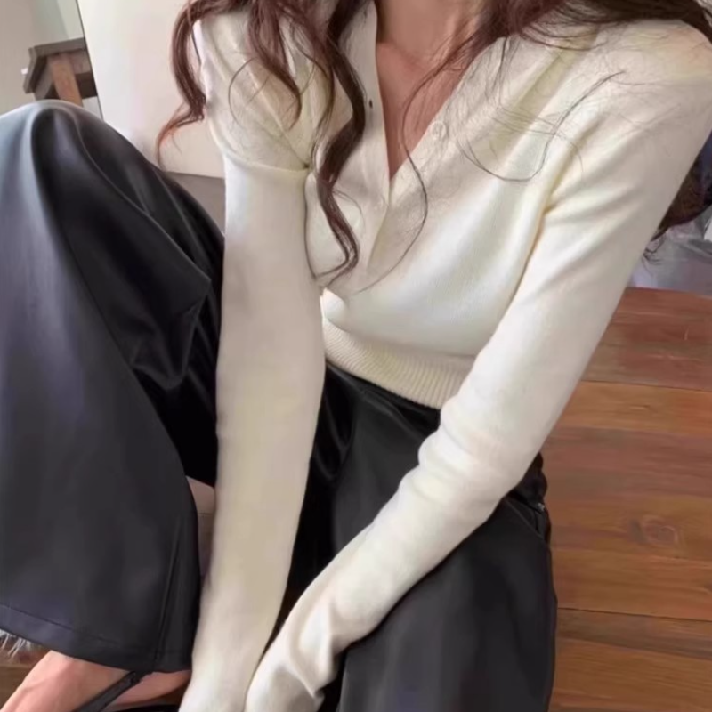 連帽針織短版上衣 5色修身 收腰顯瘦 長袖毛衣 秋季甜辣風