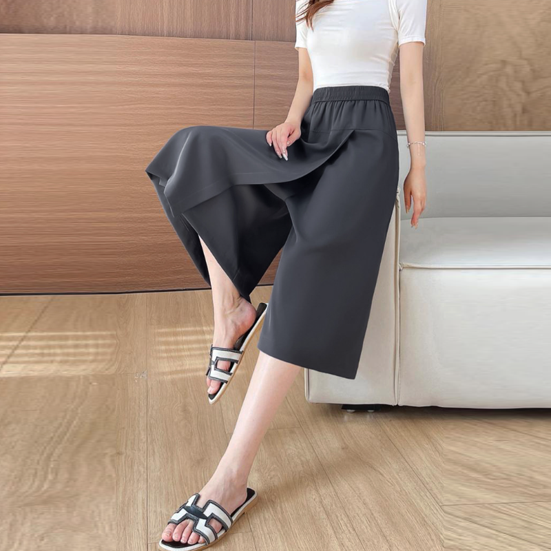 簡約顯瘦褲裙 百搭 寬鬆 設計感 不走光 八分寬褲