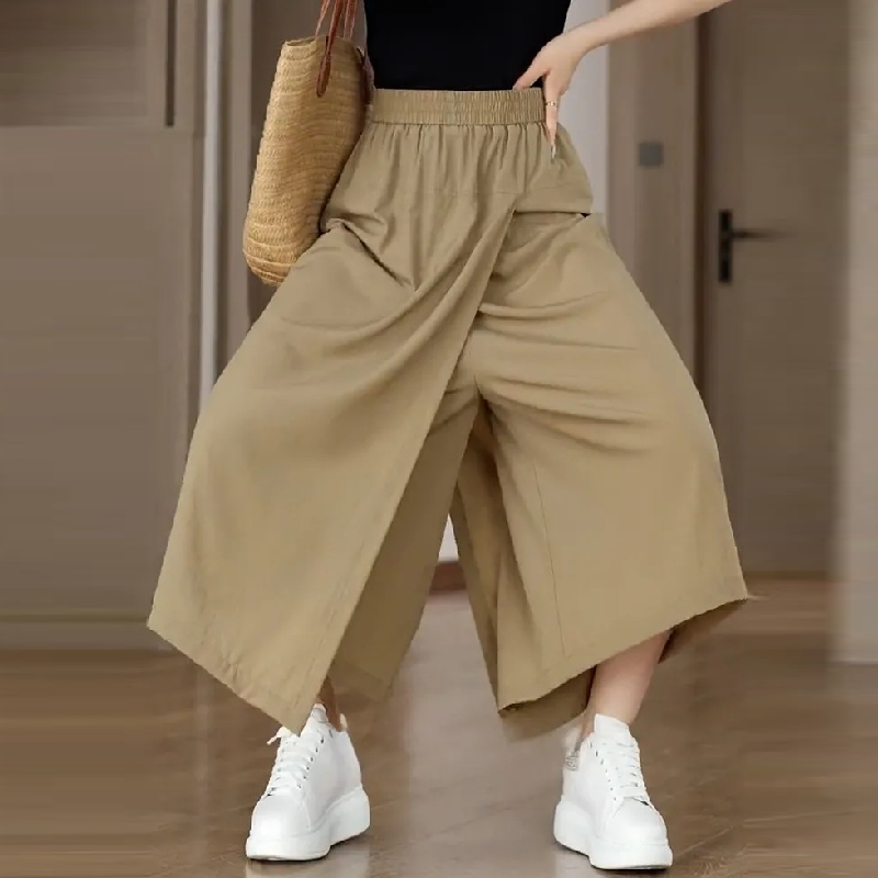 簡約顯瘦褲裙 百搭 寬鬆 設計感 不走光 八分寬褲