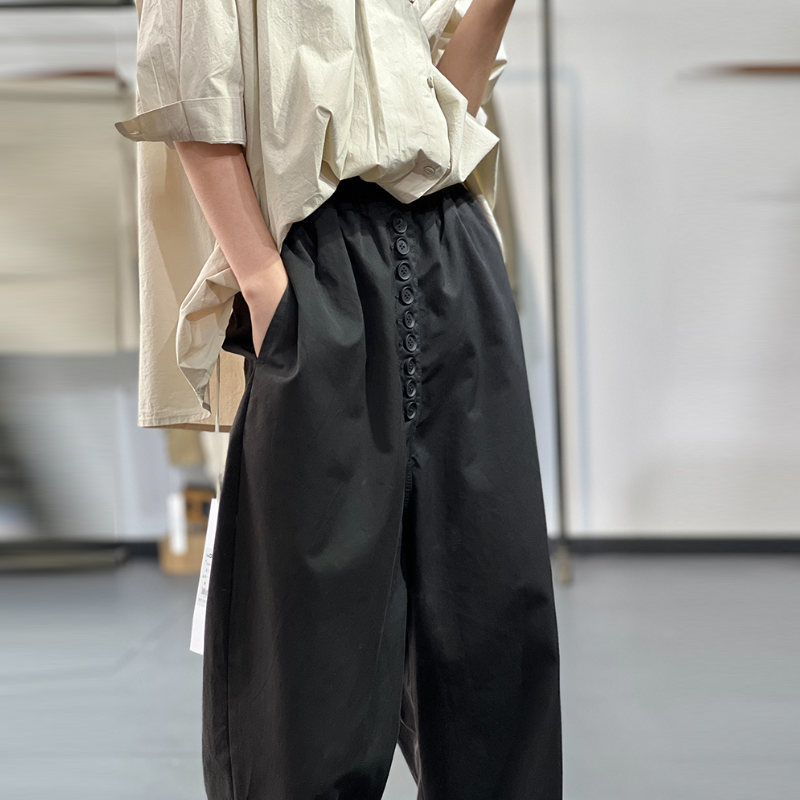 簡約．素色設計感高腰哈倫寬褲