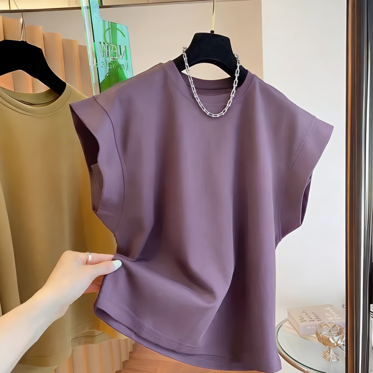 韓國 設計感 小眾 飛天袖 寬鬆 純棉 無袖 T恤