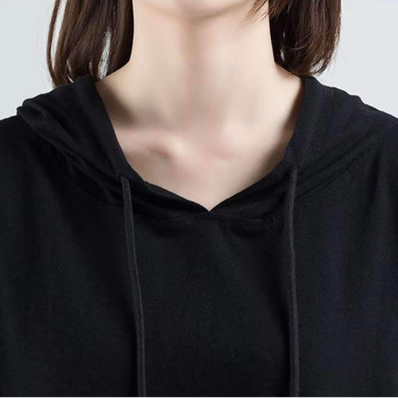 大尺碼秋季洋氣連帽上衣 拼接格紋連帽連身裙 拼接洋裝