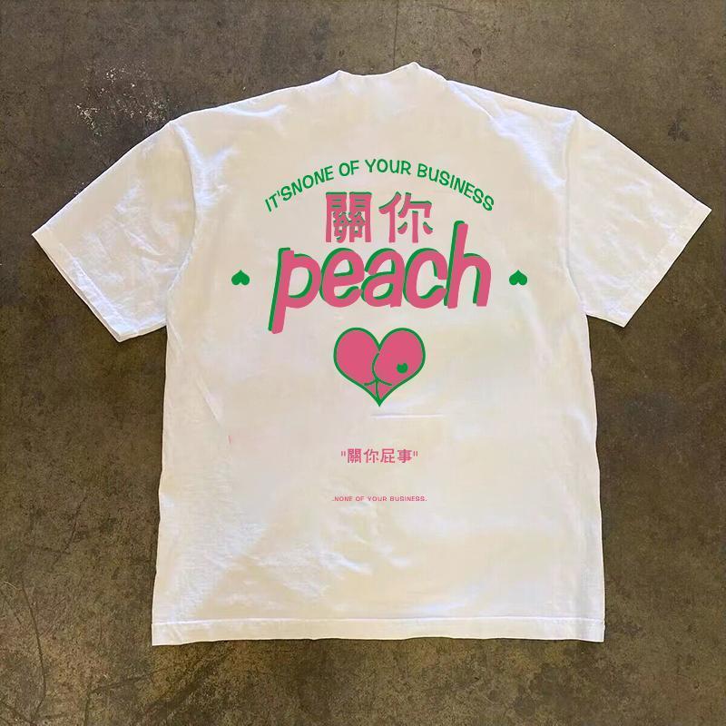 Peach字母印花短袖T恤 純棉材質 美式復古風上衣