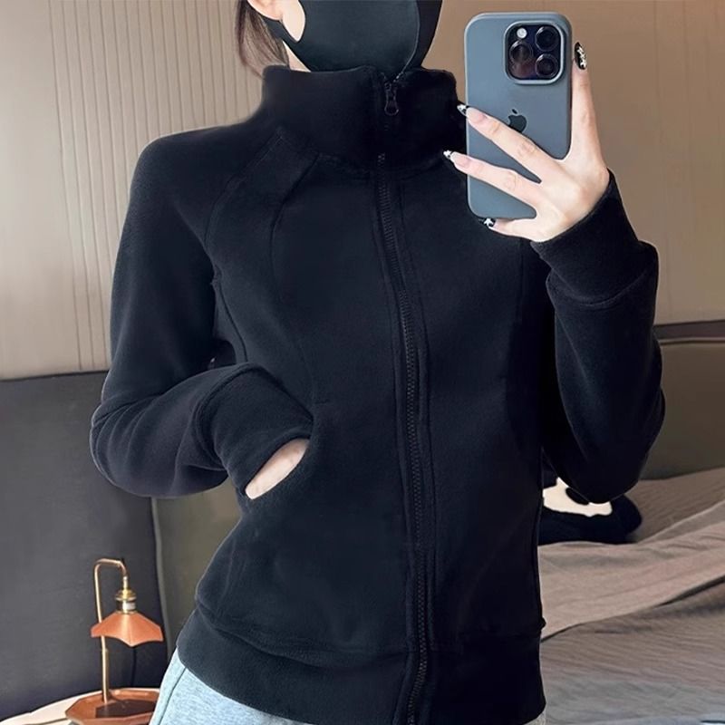 秋冬新款搖粒絨拉鍊外套 連帽/立領 加絨加厚修身款 舒適保暖