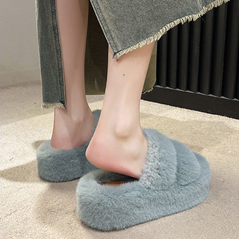 軟萌毛毛雙寬帶拖鞋*5色(到42碼)