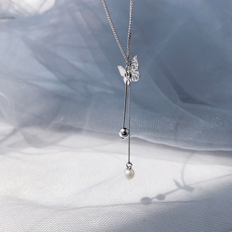 韓星同款蝶舞鎖骨鏈 流光鍍膜月光蝶鎖骨顯瘦韓系蝴蝶項鍊