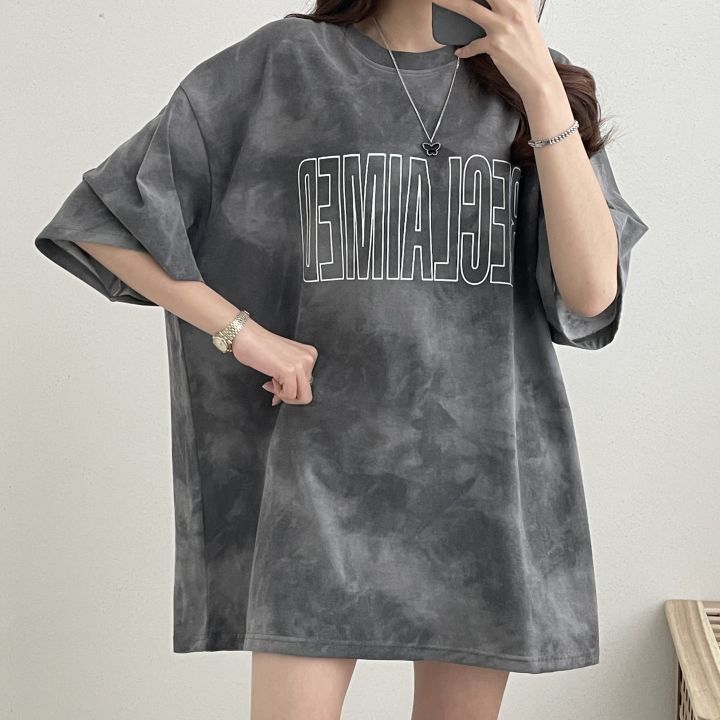 水洗暈染寬鬆短袖T恤 寬鬆街頭風 休閒百搭款