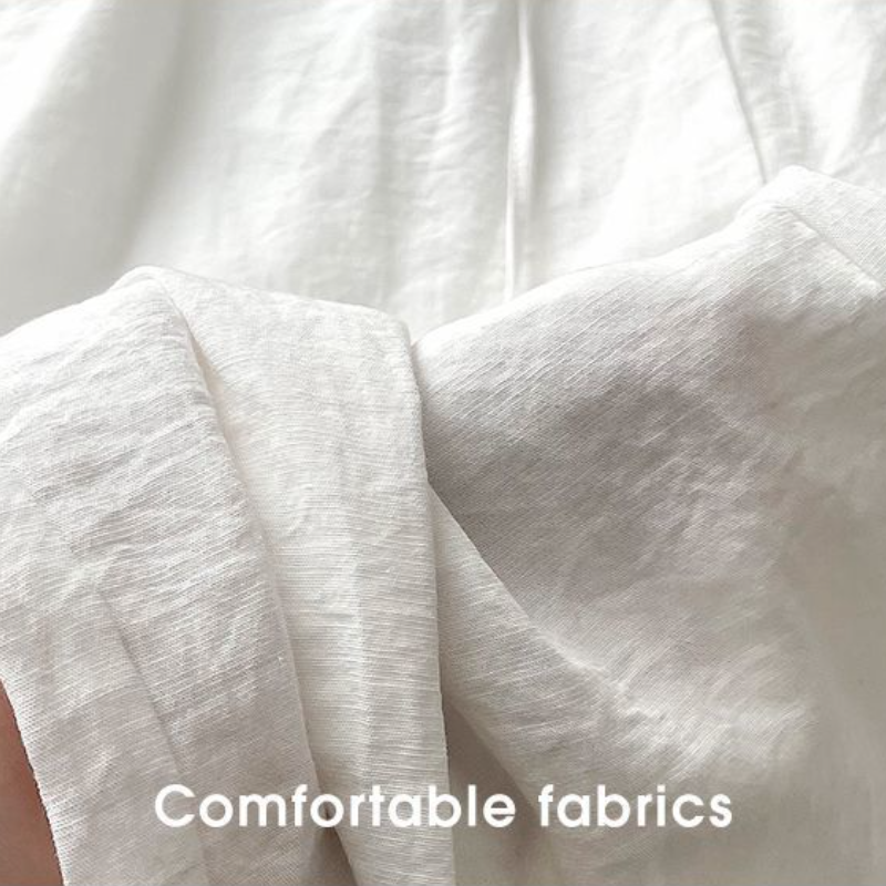 藏青亞麻混紡涼感寬褲 夏季高腰 垂墜感 直筒寬鬆 顯瘦長褲