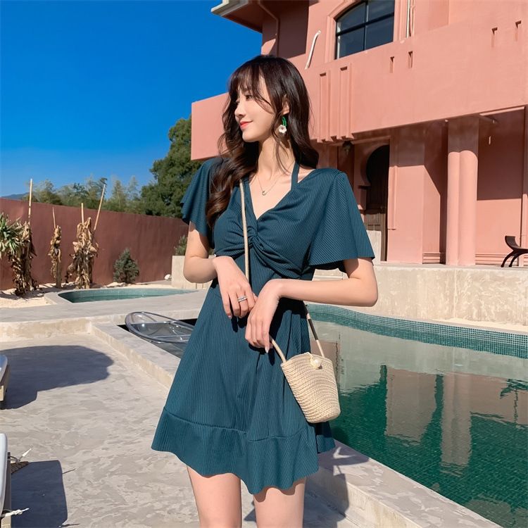 高級大碼泳衣 女士連體顯瘦款 遮肚設計