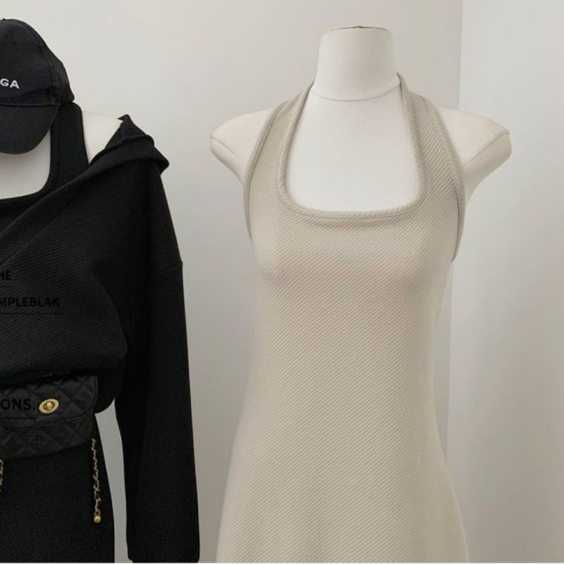 香草味的風 韓版連帽大學TEE套裝 性感吊帶連身裙兩件套