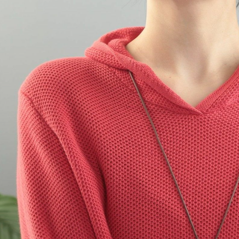 秋季寬鬆連帽針織衫 慵懶風毛衣 韓版內搭上衣