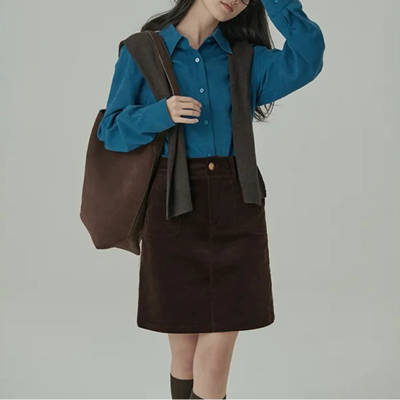 韓國柔絲絨襯衫 春秋新款氛圍遮肉感百搭襯衫上衣