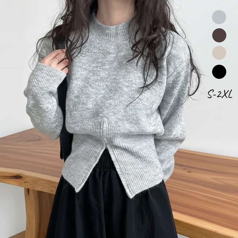 開叉設計短版針織上衣 簡約剪裁 日常好搭