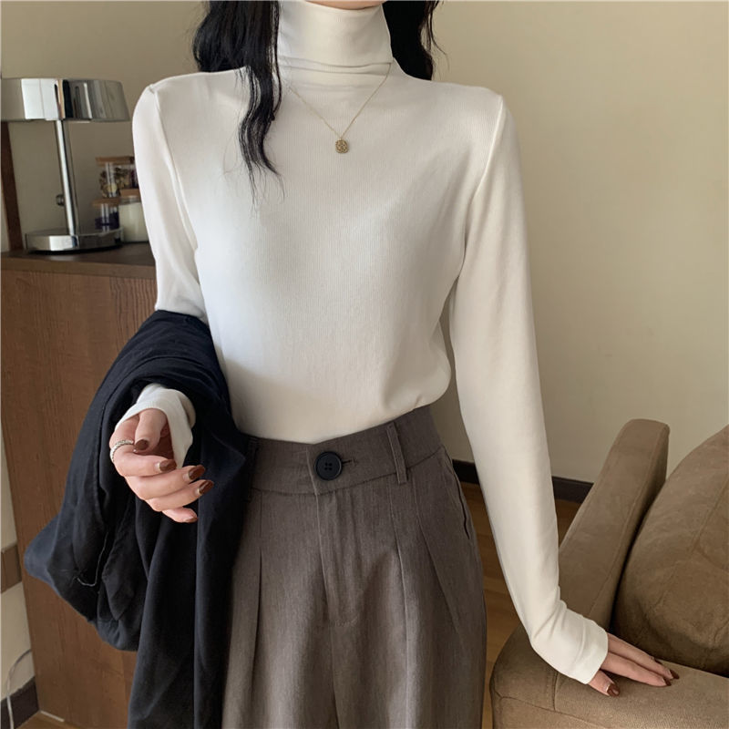 薄款高領/半高領內搭上衣  韓版修身素色長袖T恤
