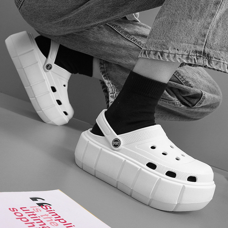 雲朵柔軟觸感涼鞋 夏日沙灘兩穿包頭涼拖水鞋 厚底增高 時尚外穿