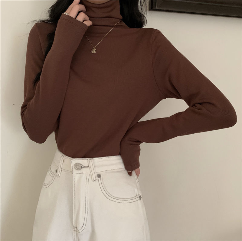 薄款高領/半高領內搭上衣  韓版修身素色長袖T恤