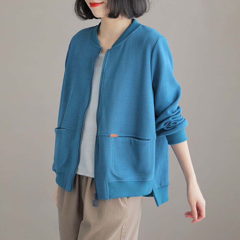 韓版休閒拉鍊外套-春秋寬鬆百搭棒球服風夾克