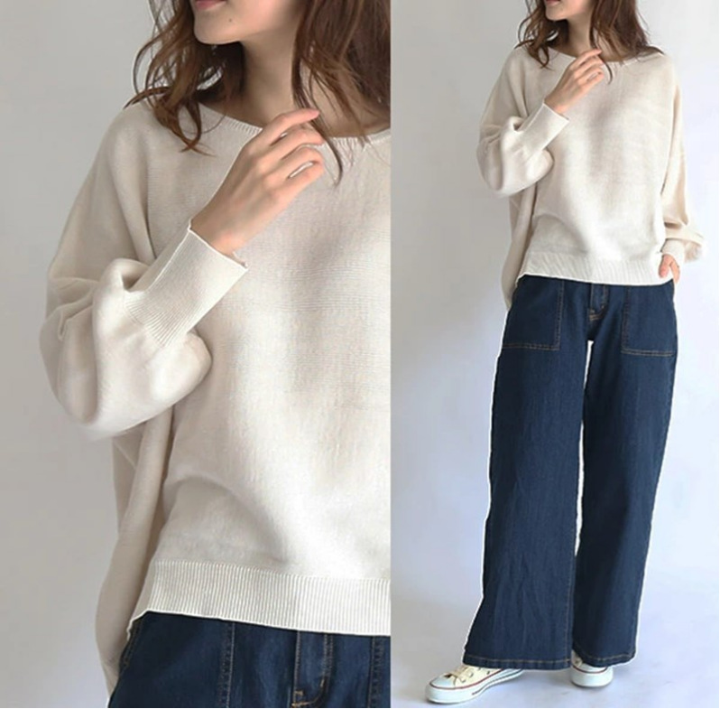 日系慵懶風寬鬆針織上衣-百搭嬌小設計感T恤毛衣
