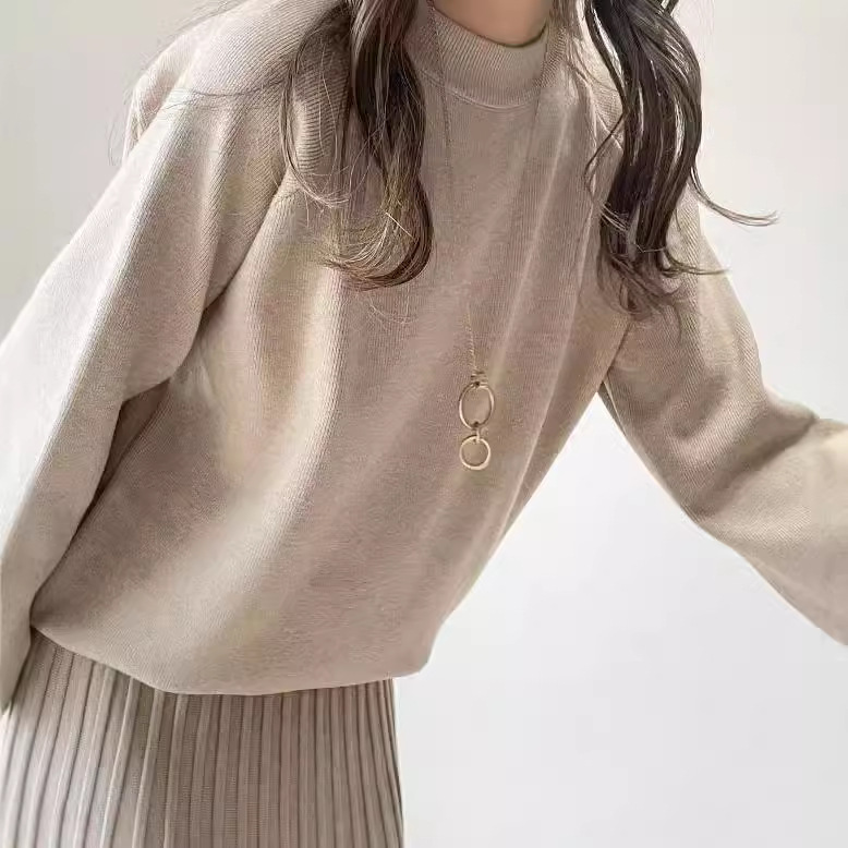 新款套裝寬鬆顯瘦高腰百搭百褶A字裙 素色半身裙兩件套