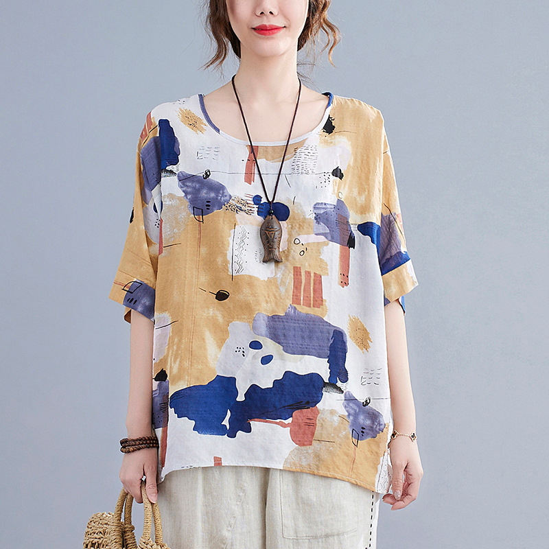 休閒·文藝優雅寬鬆蝙蝠袖上衣 寬鬆減齡t恤