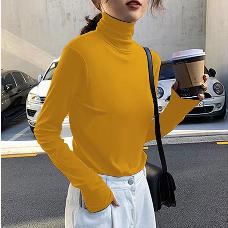 薄款高領/半高領內搭上衣  韓版修身素色長袖T恤