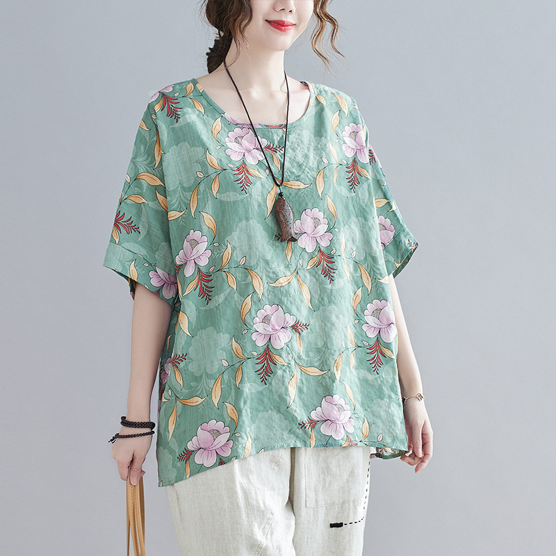 休閒·文藝優雅寬鬆蝙蝠袖上衣 寬鬆減齡t恤