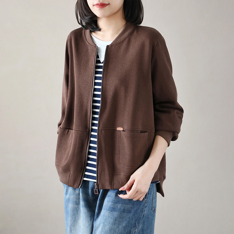 韓版休閒拉鍊外套-春秋寬鬆百搭棒球服風夾克